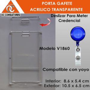 porta gafete acrilico transparente