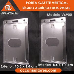 porta gafete vertical acrilico